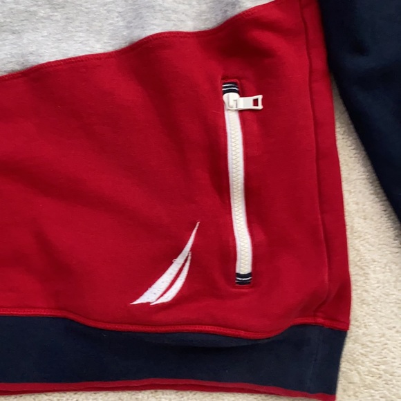 Large Nautica Red/Silver/Blue Hoodie - Picture 2 of 5